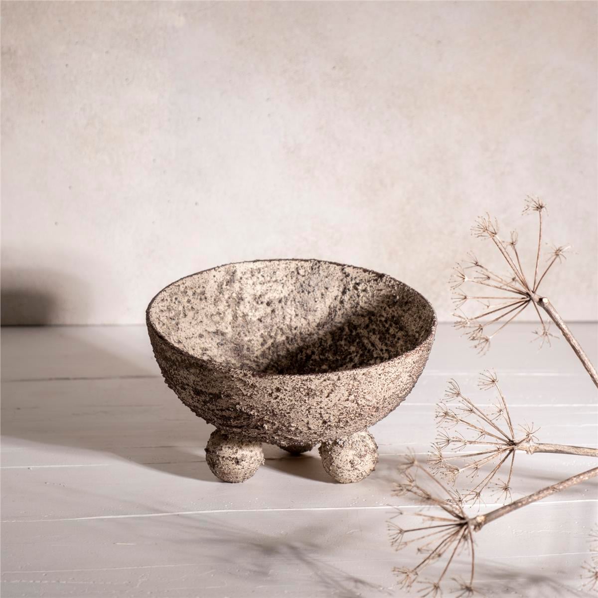 Top Ayaklı Seramik Vazo Gri