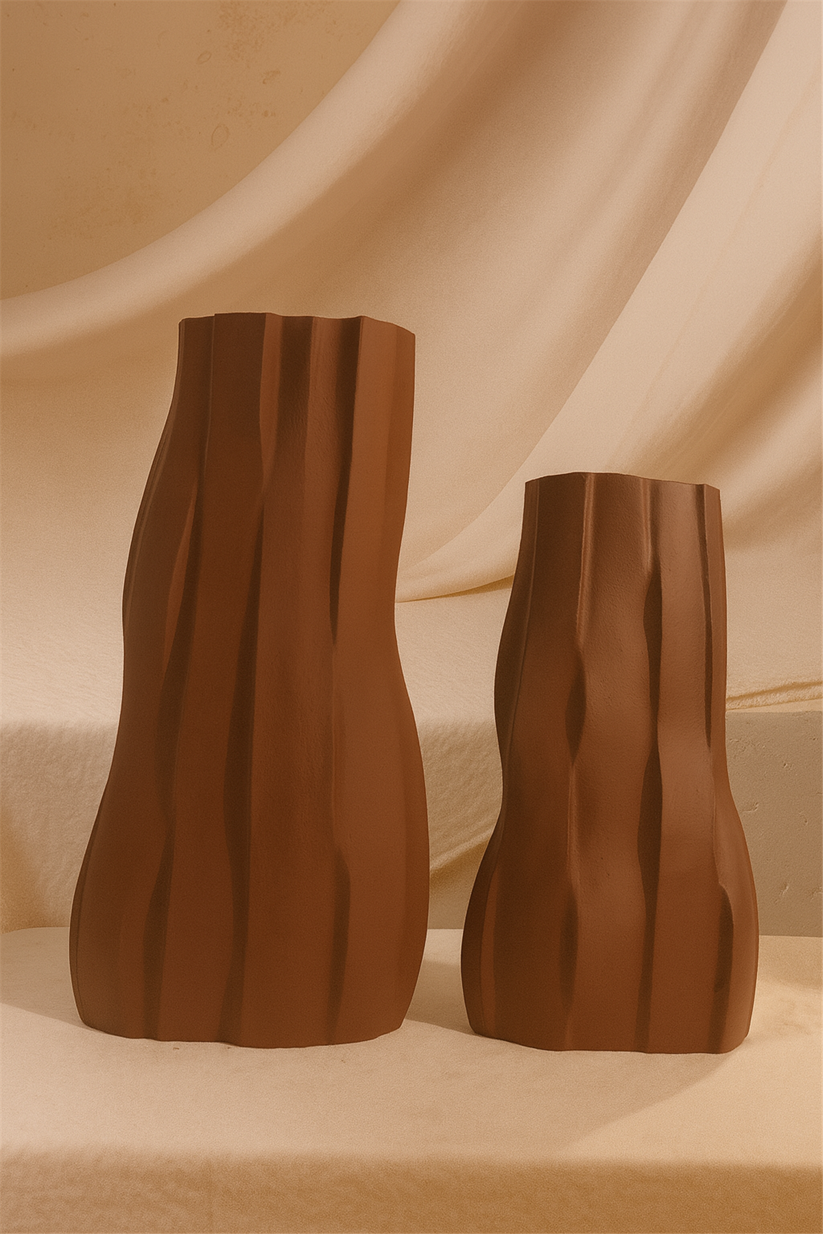 Kahverengi Kütük Vazo Set