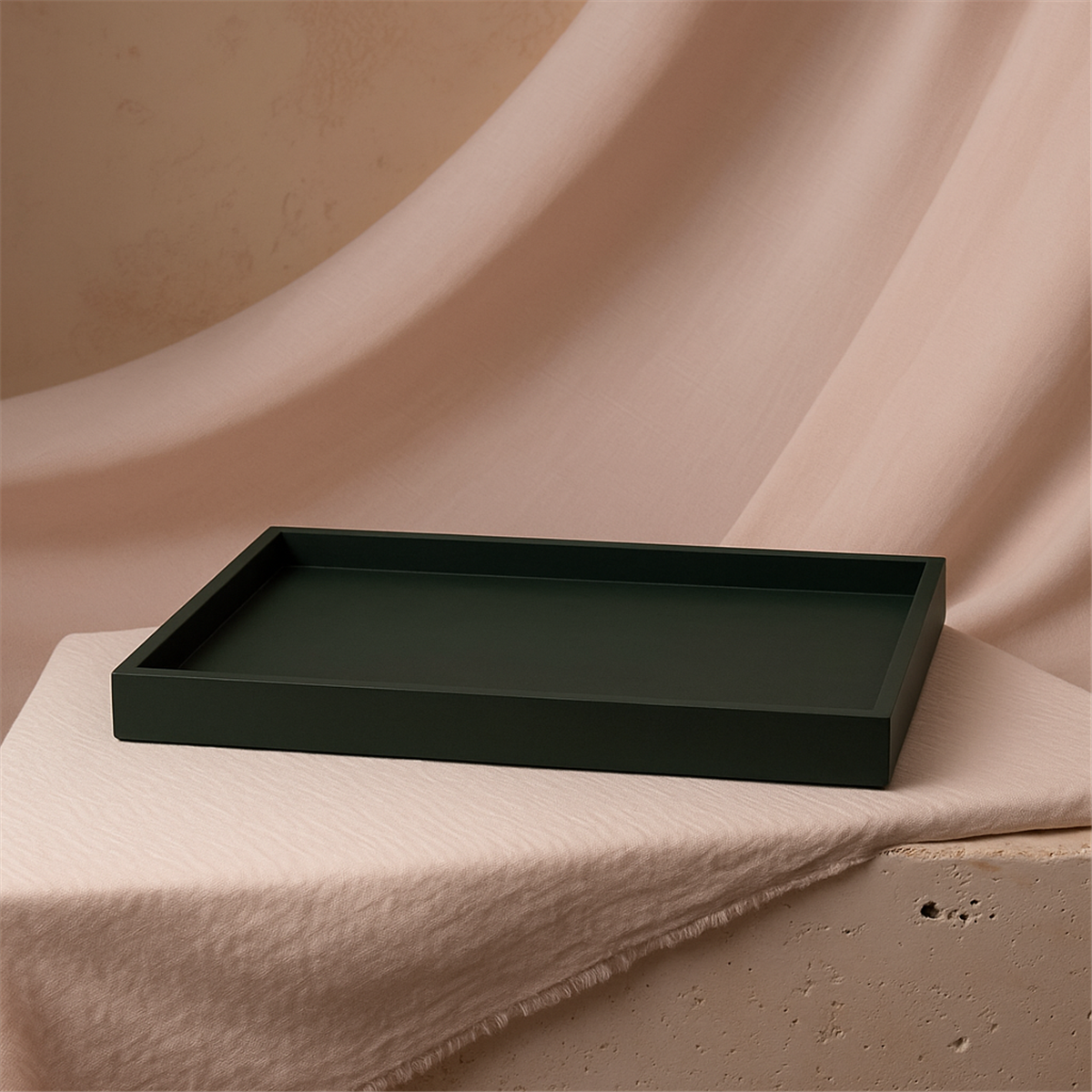 Yeşil Büyük Boy Deri Tepsi