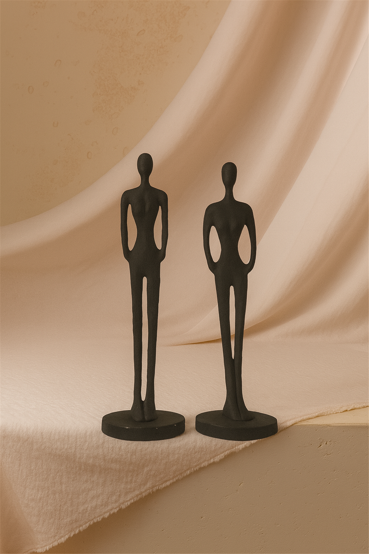 Siyah 2Li Heykel Adam Obje