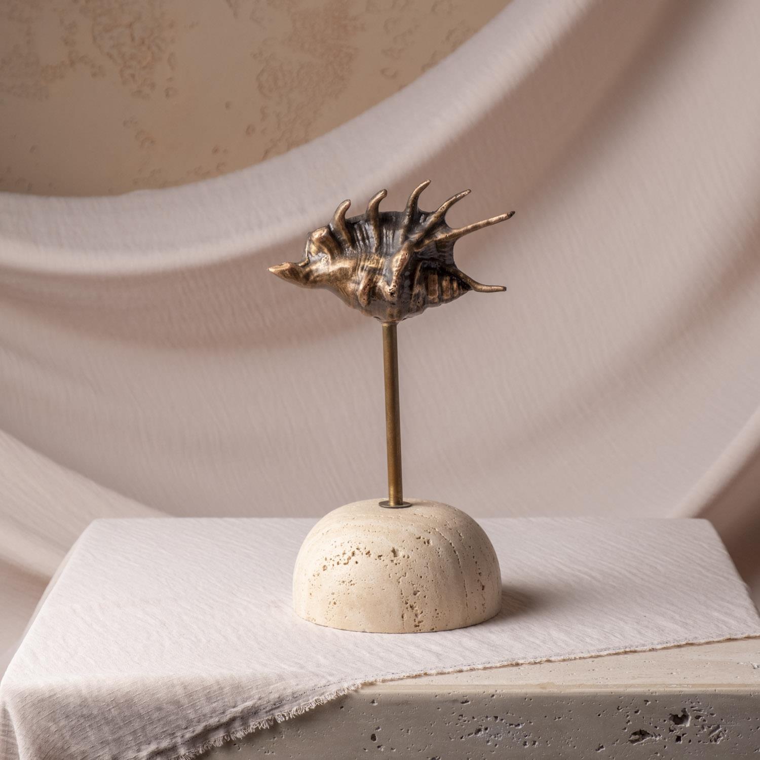 Traverten Mermerli Eskitme Midye Obje