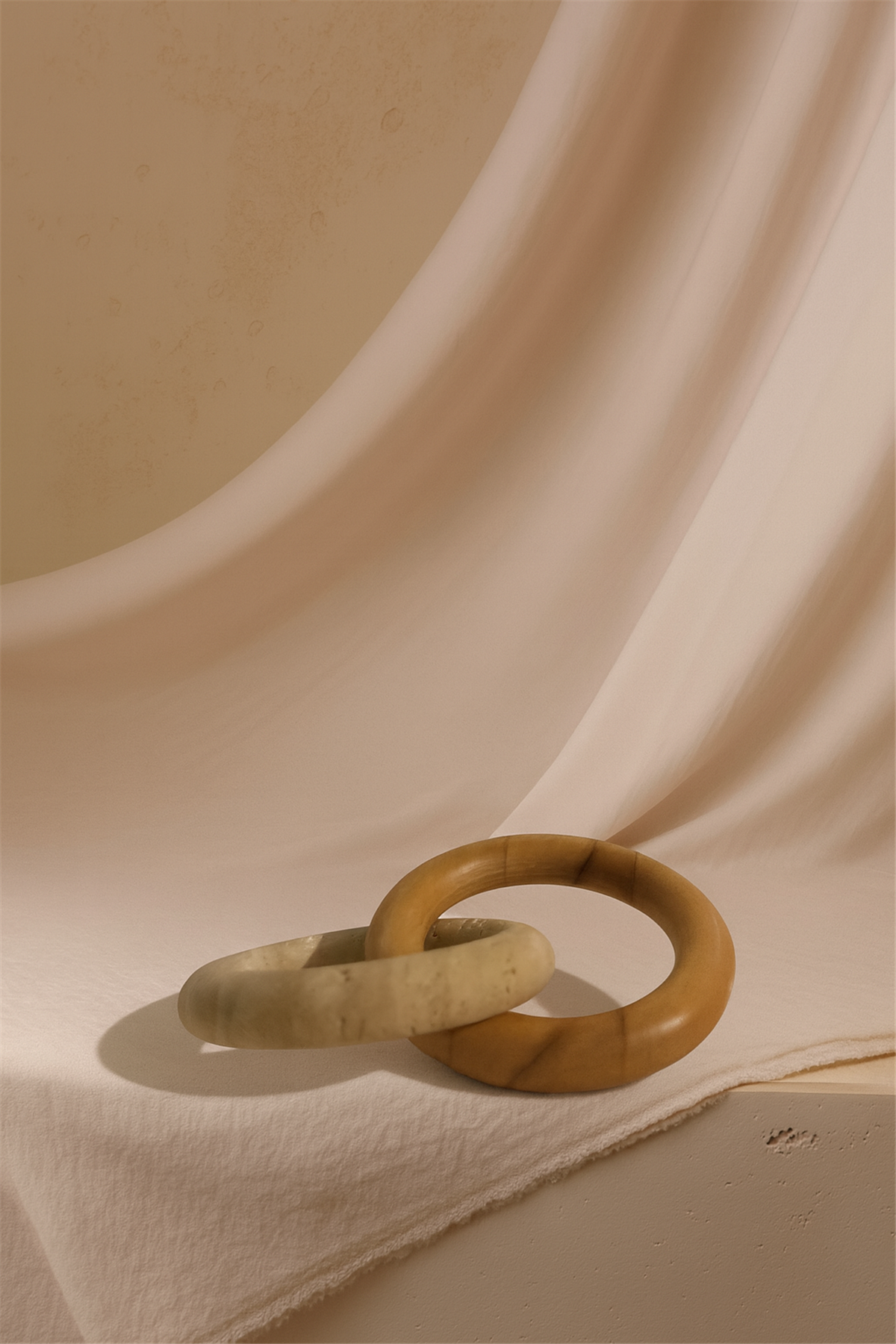 Traverten Halkalı Ahşap Zincir Büyük Boy 