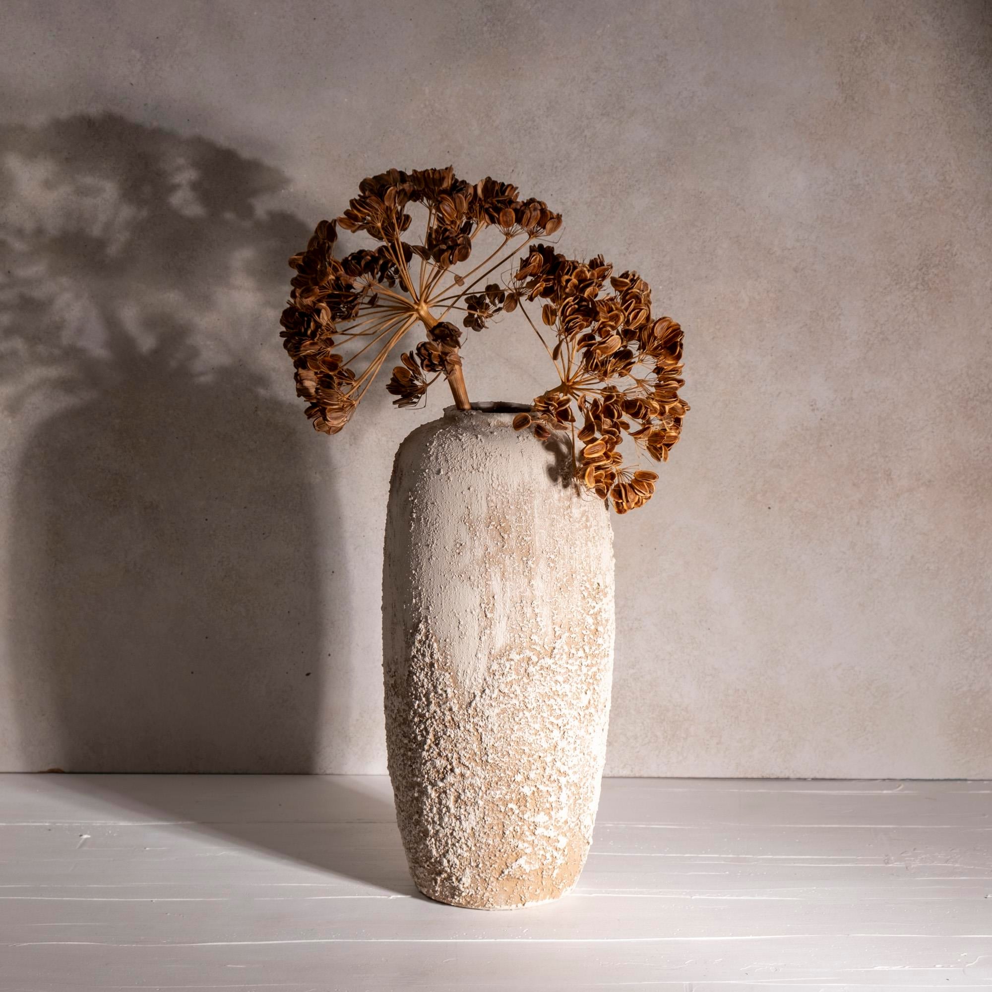 Seramik Krem Kahverengi Vazo