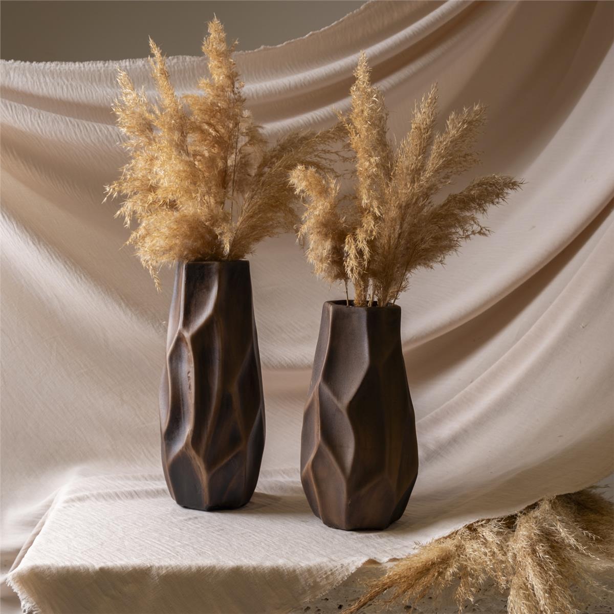 Kahverengi Geometrik Vazo Set 