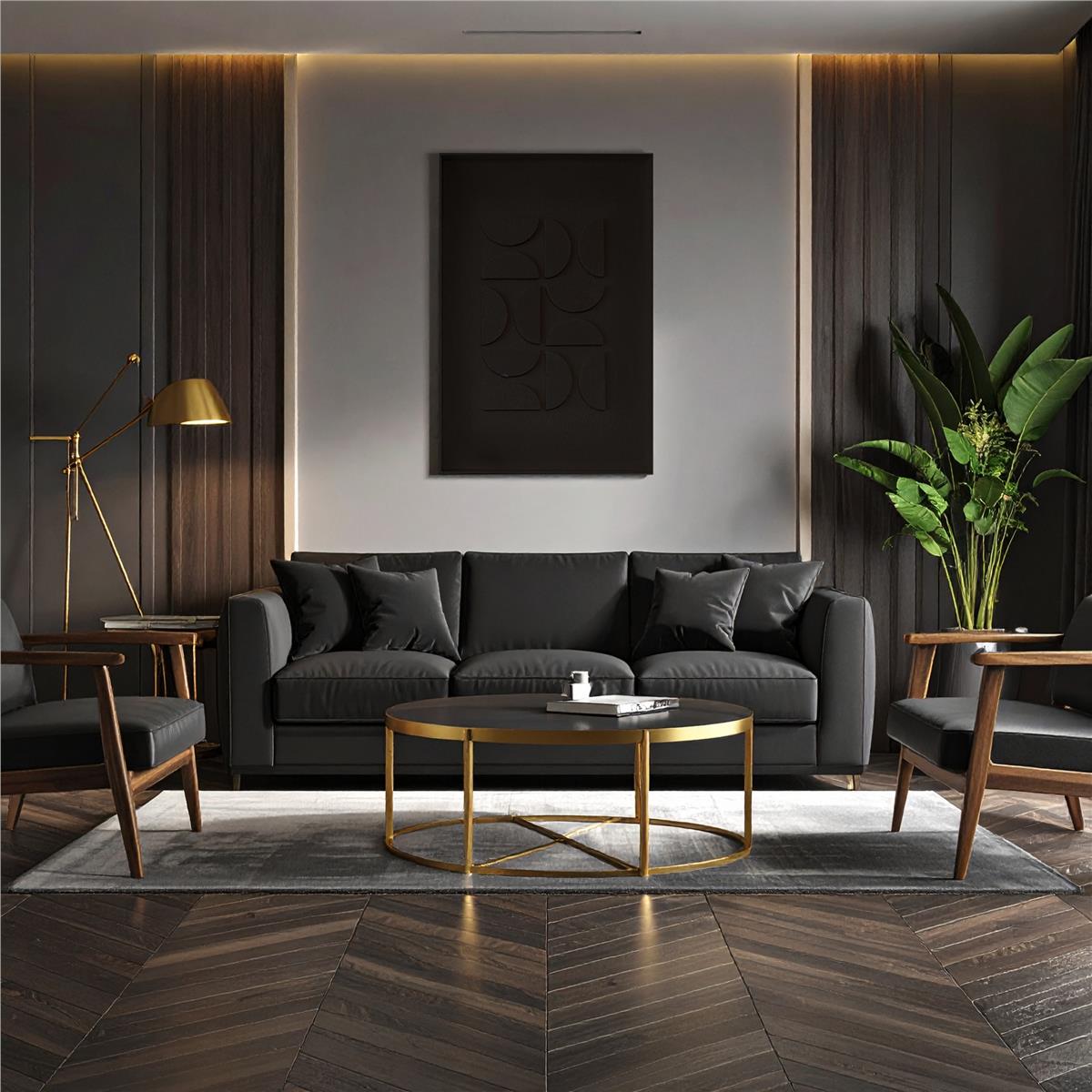 Alçı Kabartmalı Geometrik 40x60 cm Tablo Siyah