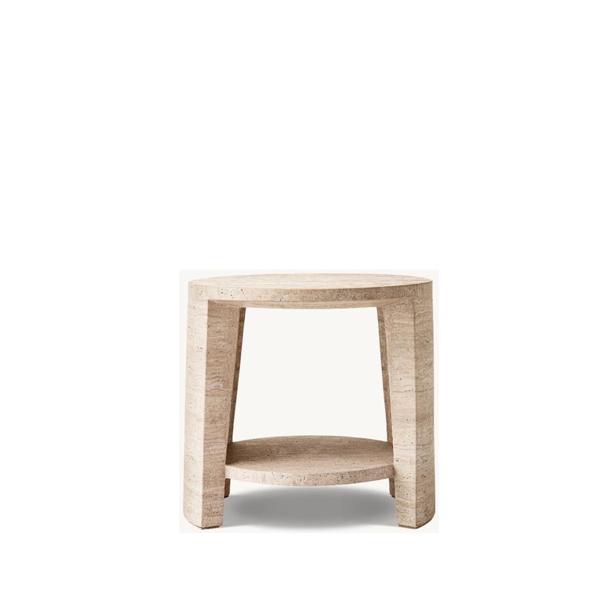 WYETH TRAVERTİNE ROUND SİDE TABLE 45 CM