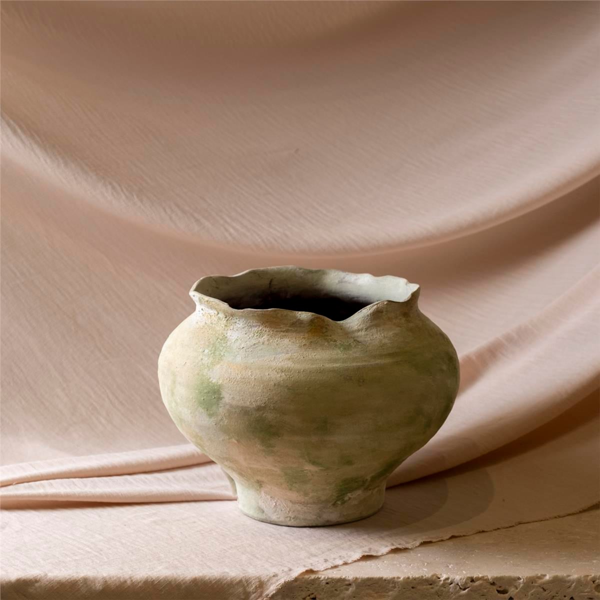 Yosun  Ağzı Yamuk Vazo