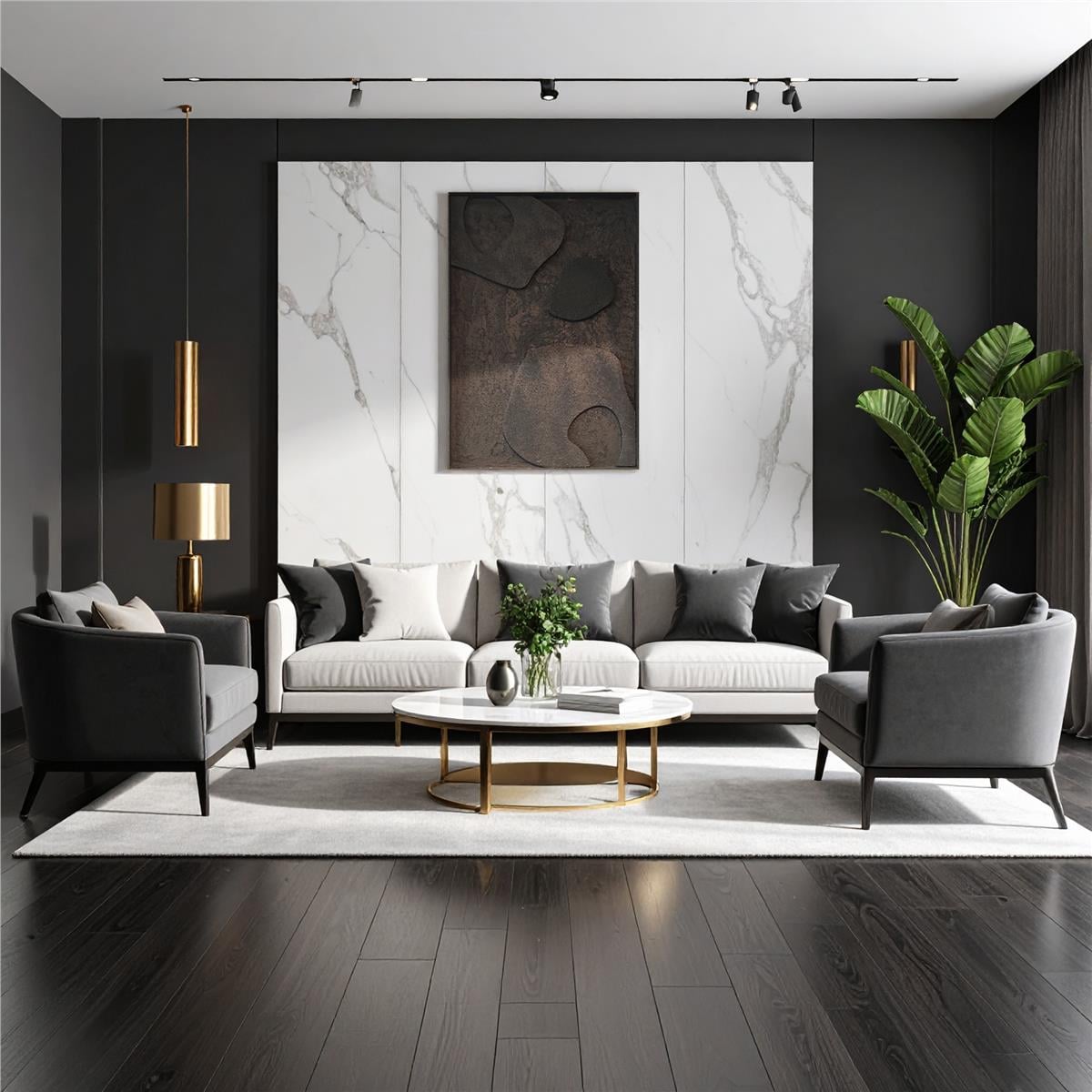 Geometric Objects Alçı Tablo 60x40 cm Siyah