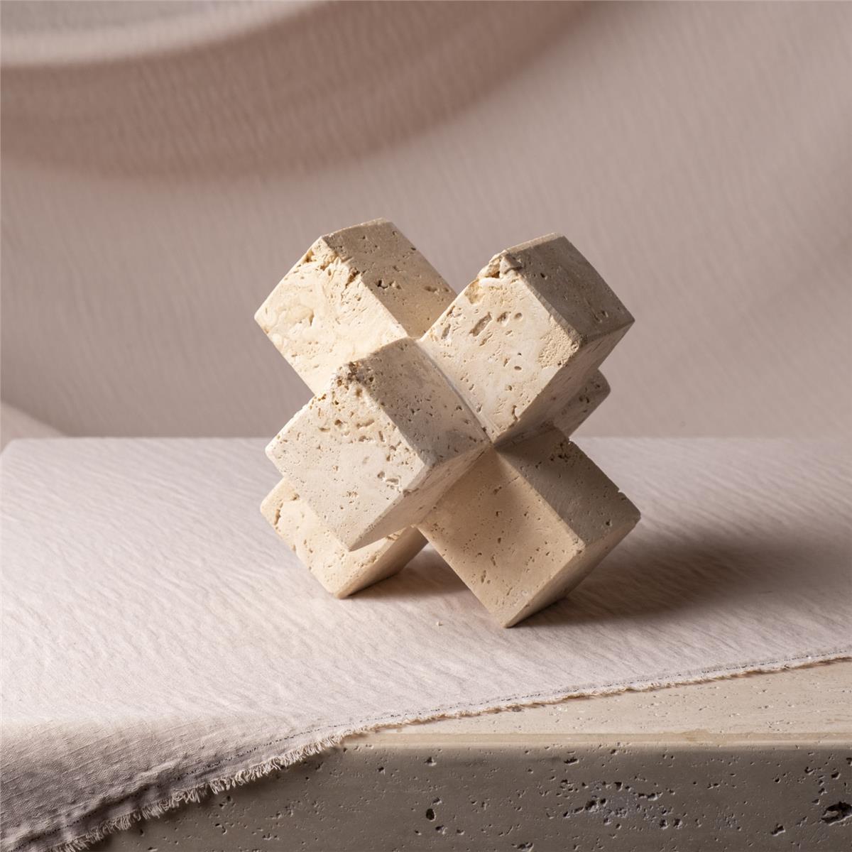 15 Cm Traverten Geometrik Obje 