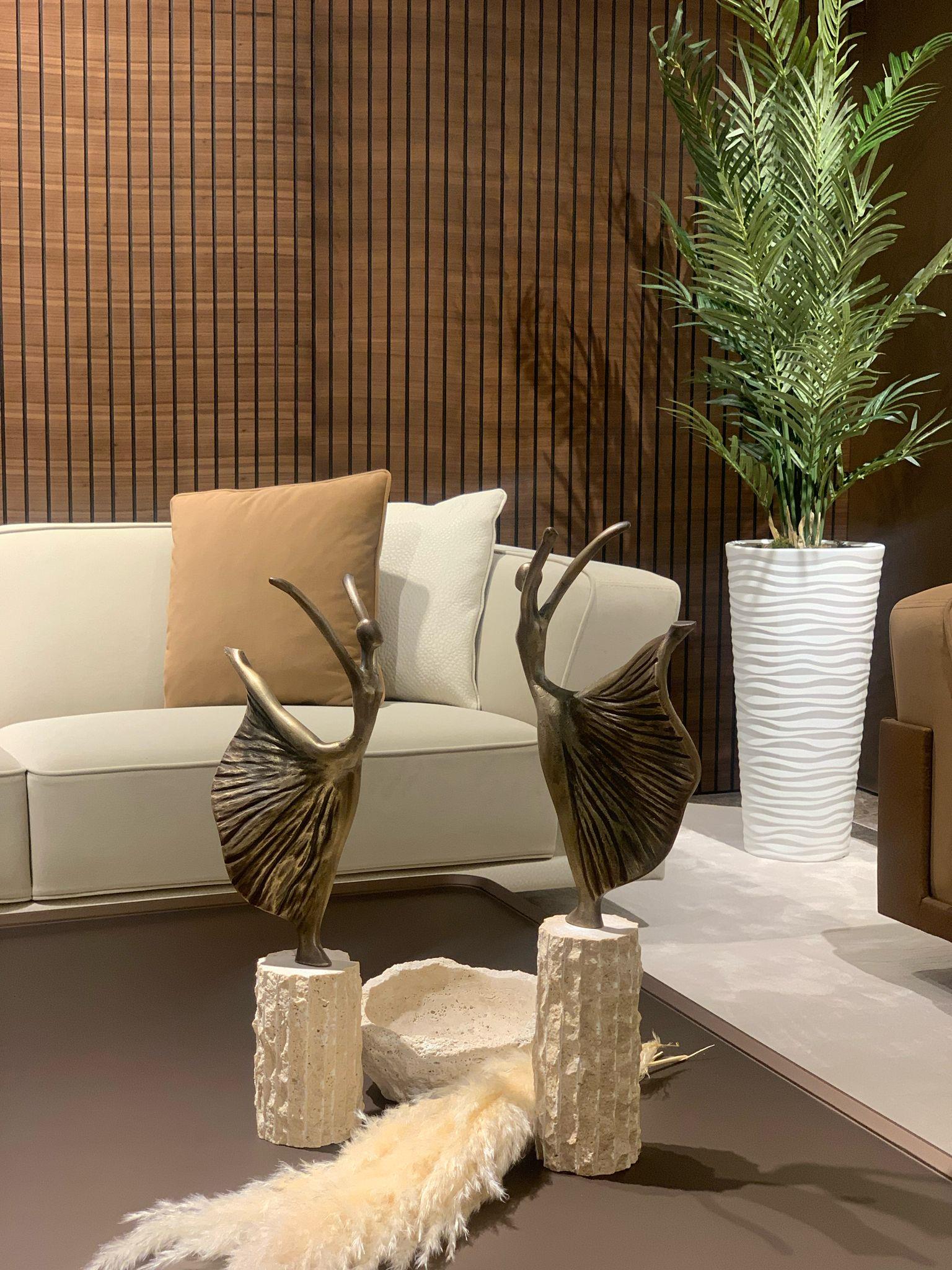 Traverten Kaideli Eskitme Balerin Takım Obje