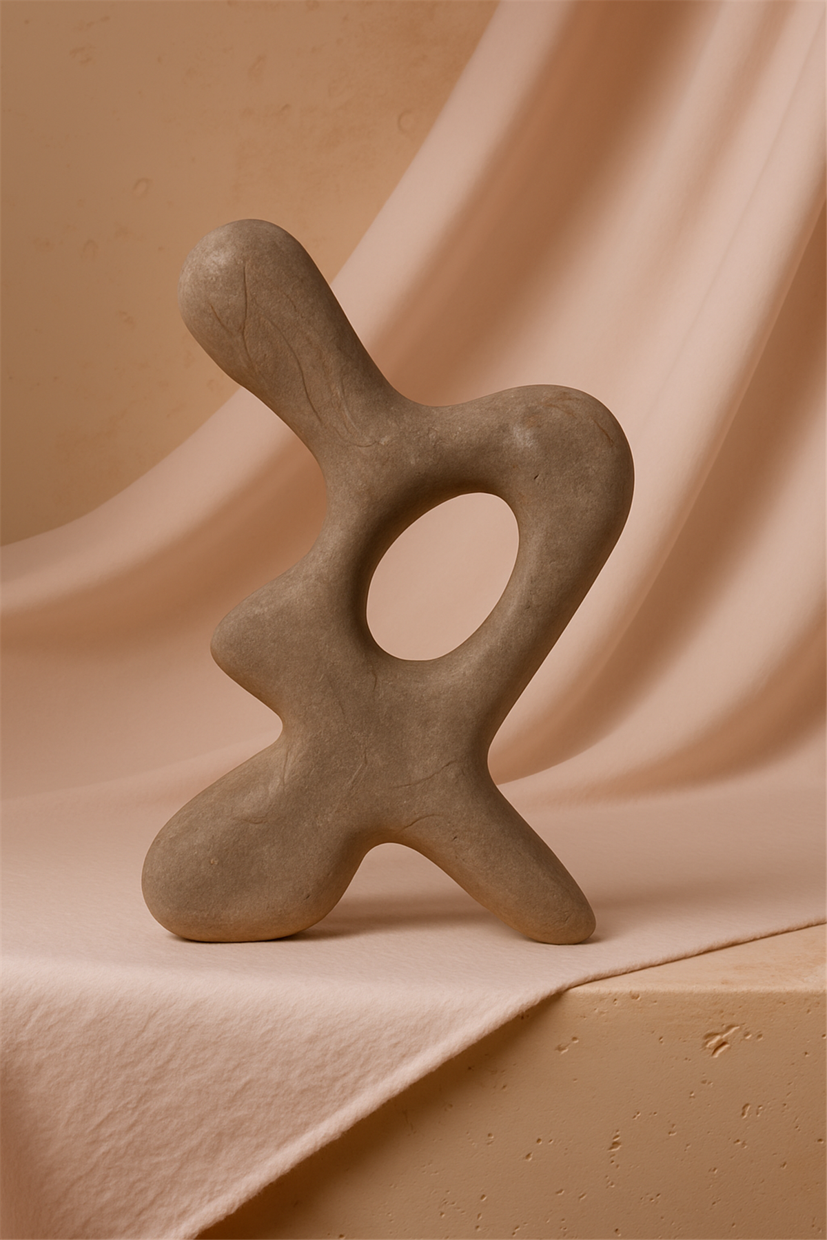 Gri Traverten Bebek Heykel Obje