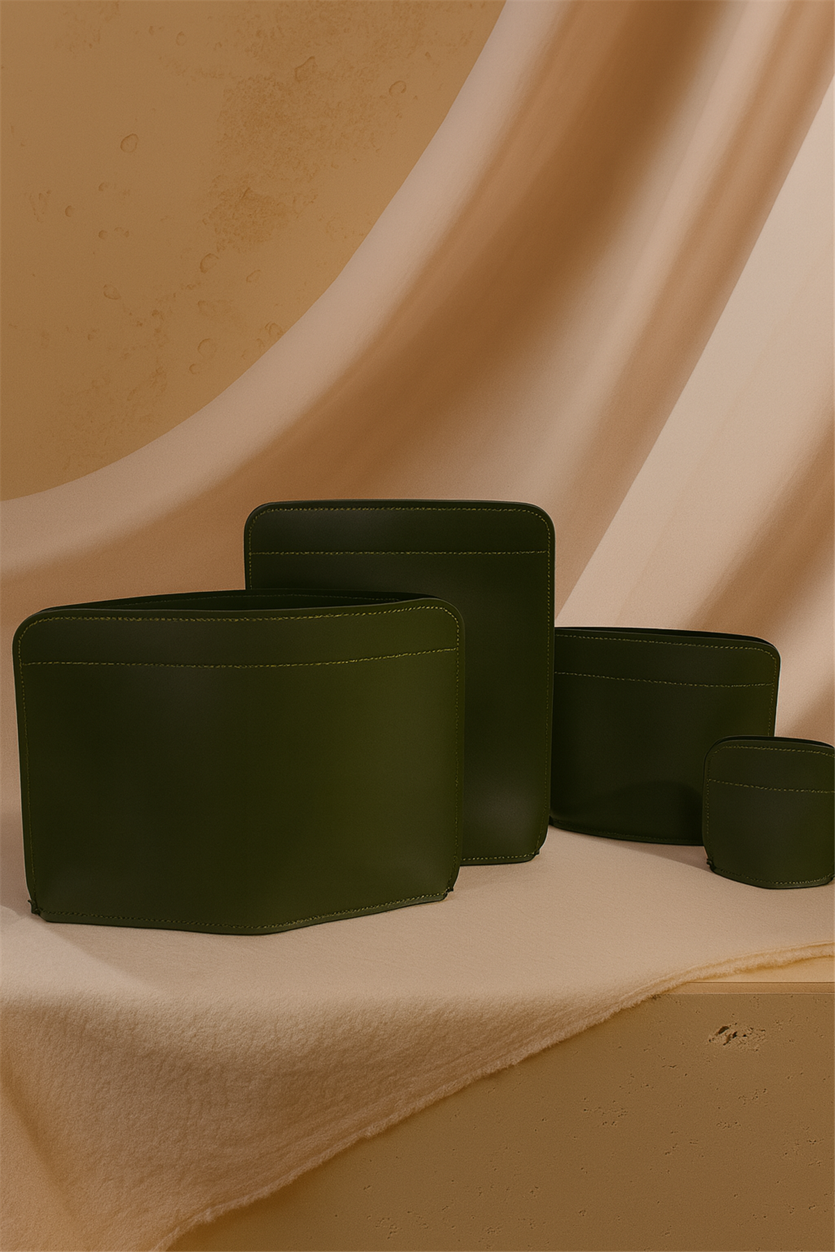 Suni Deri Ofis Seti Yeşil