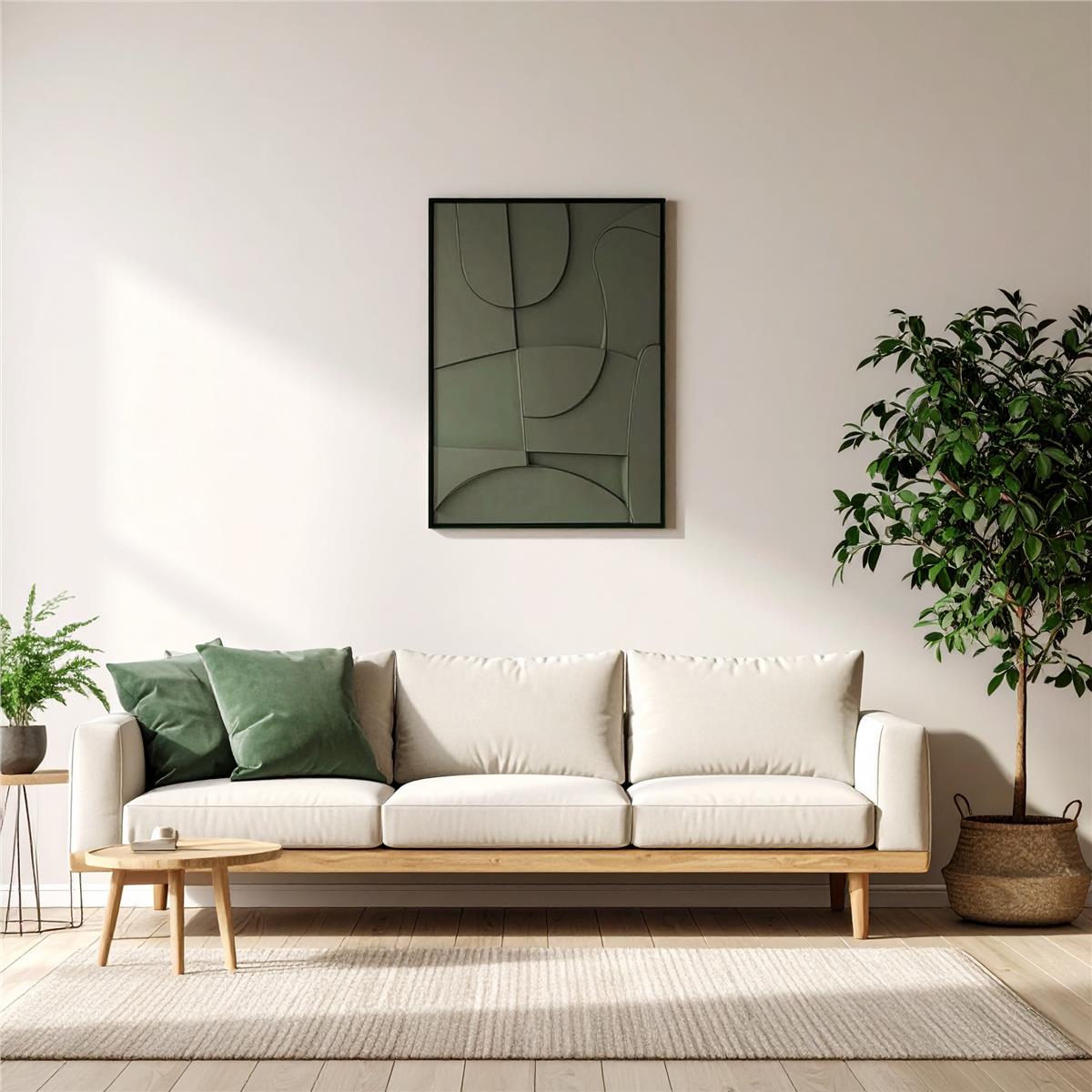 Geometric Alçı Tablo 60x40 cm Koyu Yeşil