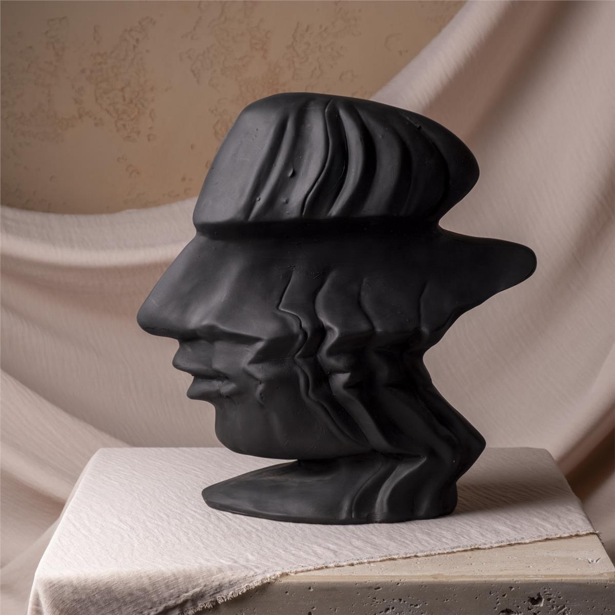 Yan Profil Adam Büstü - Siyah