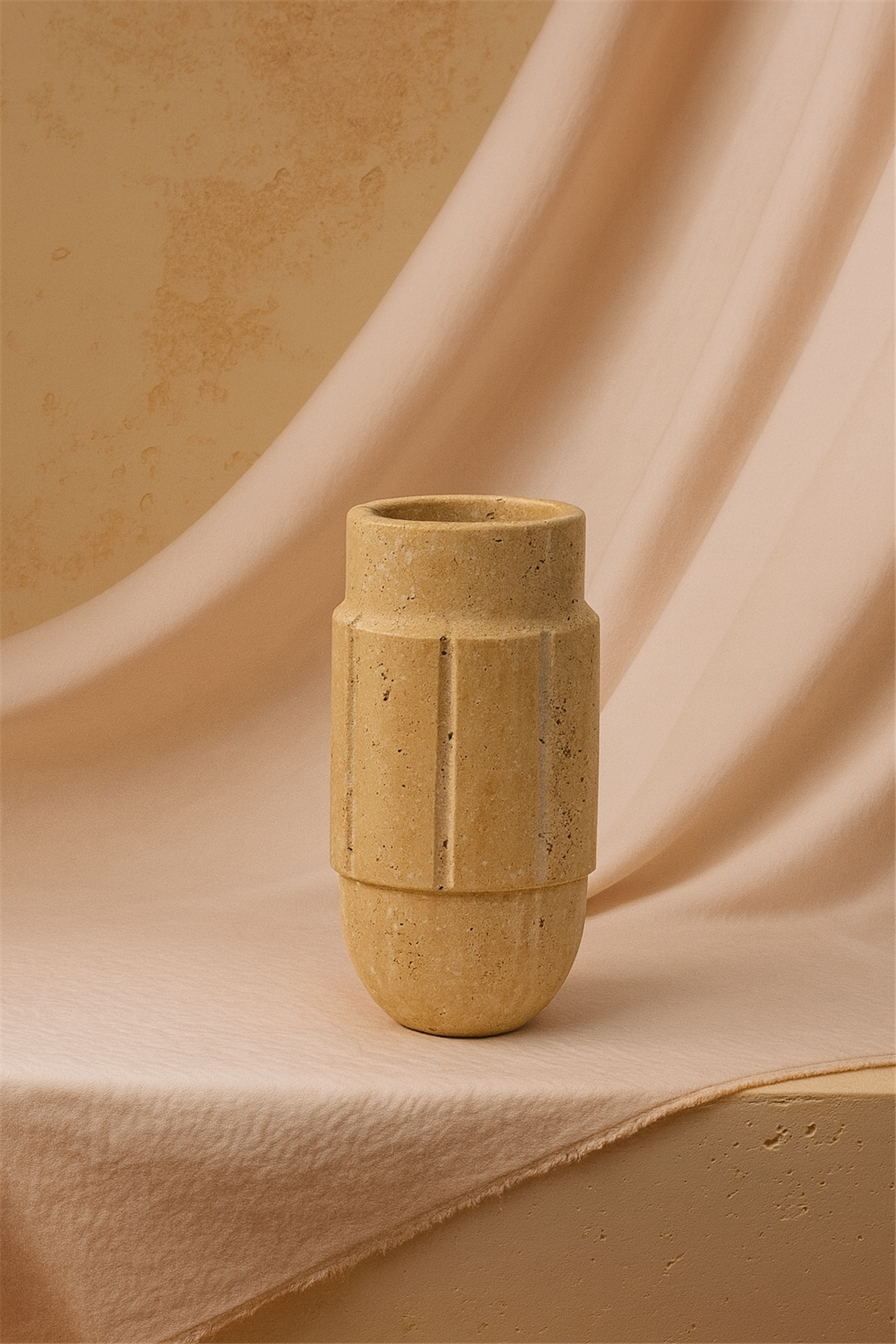 Doğa Traverten Oval Taban Vazo