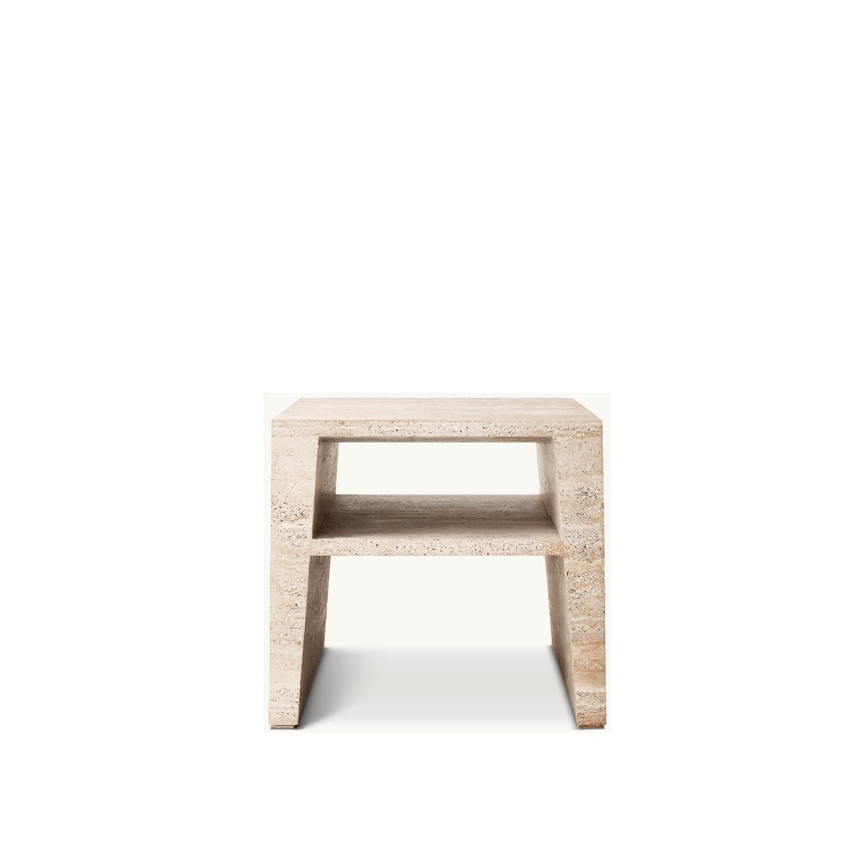 WYETH TRAVERTİNE SQUARE SİDE TABLE 45 CM