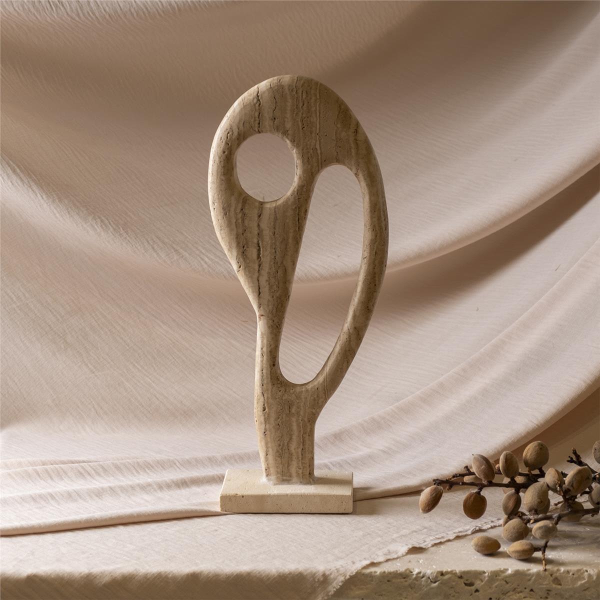 Traverten Elips Dekor Obje