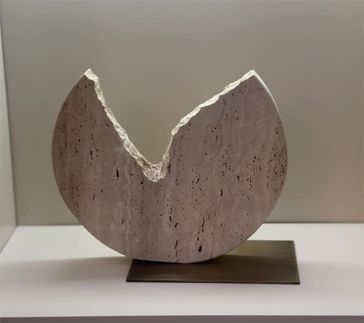 Eskitme  Plakalı Bej Kesik Mermer Obje