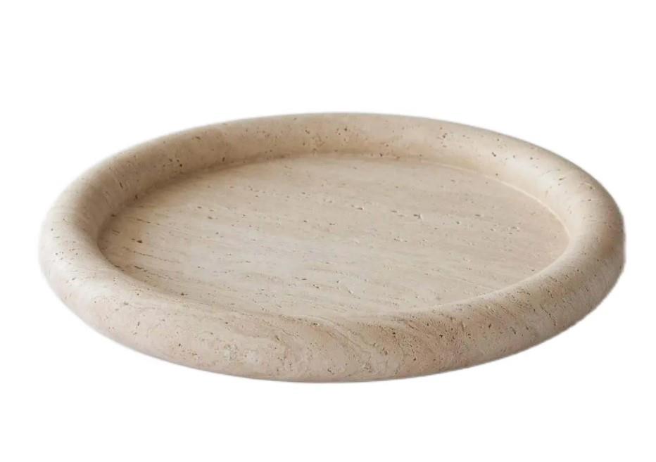 Traverten Yuvarlak Kenarlıklı Tepsi