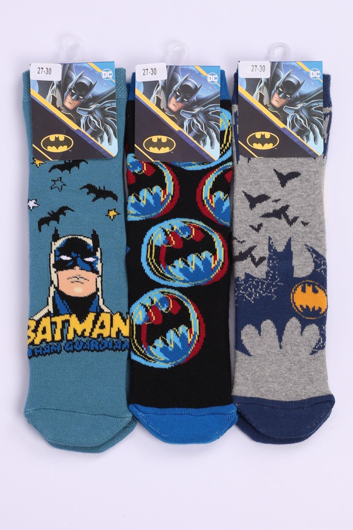 Batman Karakterli 3lü Havlu Altı Kaydırmaz Soket Çorap Seti ASORTİ