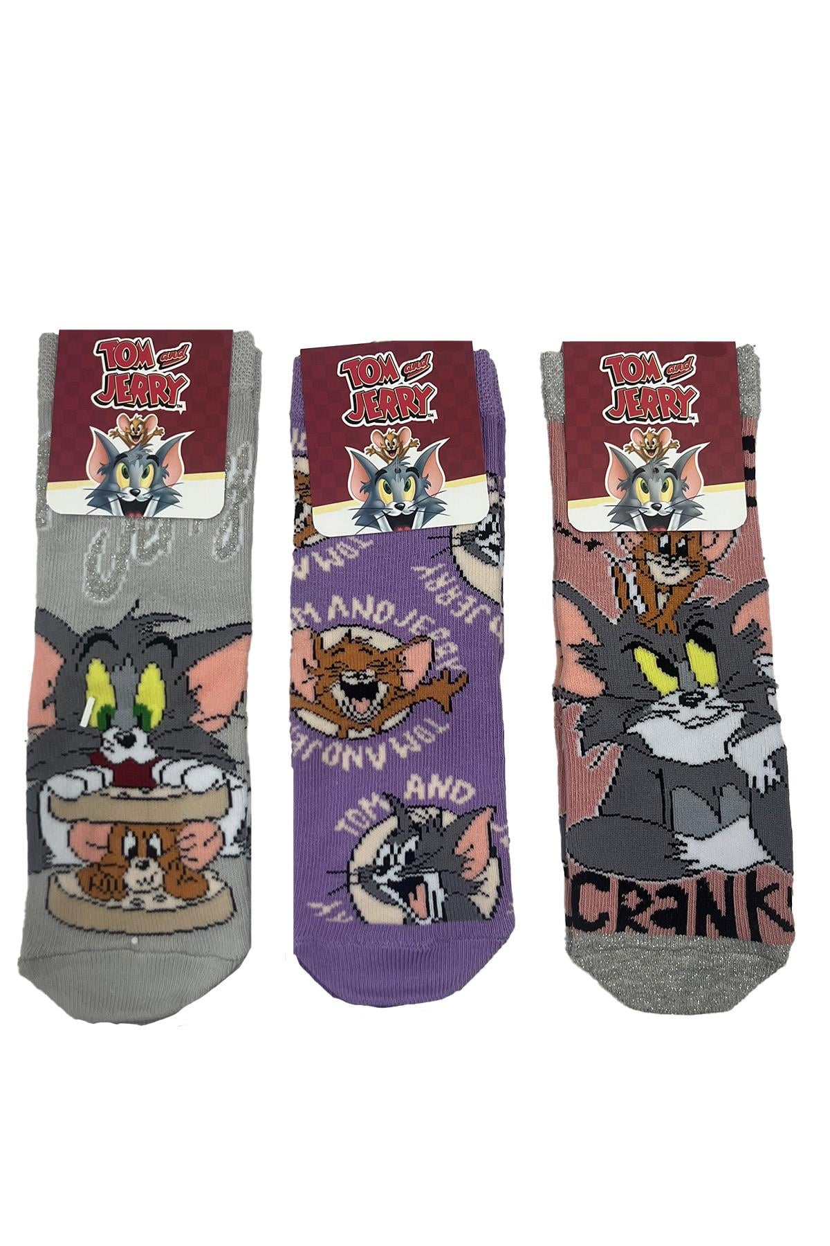 Tom ve Jerry Karakterli 3lü Soket Çorap Seti ASORTİ
