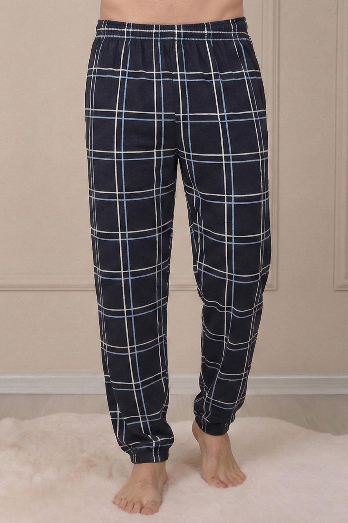 Unisex Ekose Desenli Penye Tek Alt