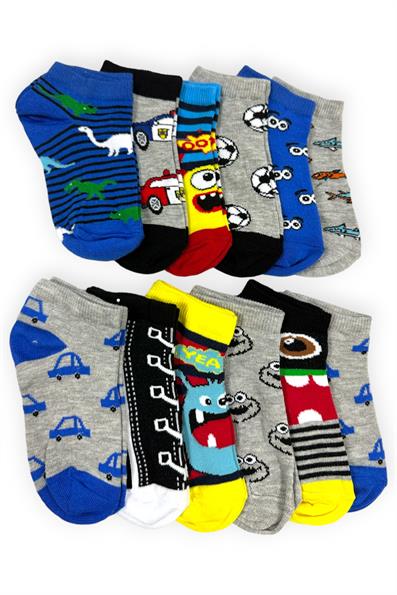 طقم جوارب للأولاد منقوشة مكون من 12 قطعة ASORTI