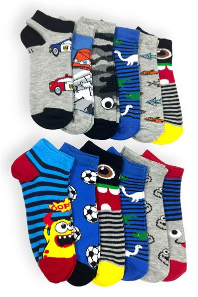 طقم جوارب للأولاد منقوشة مكون من 12 قطعة ASORTI