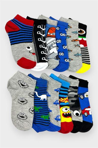 طقم جوارب للأولاد منقوشة مكون من 12 قطعة ASORTI