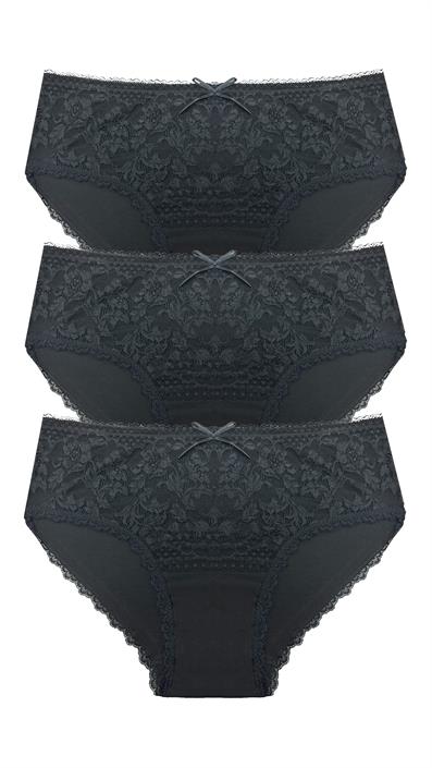 3-Piece Lace Bato Slip Panties Set ASORTI BLACK