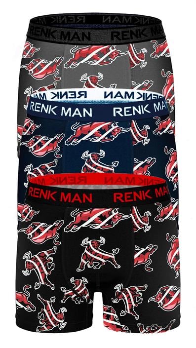 طقم بوكسر ليكرا منقوش مكون من 3 قطع ASORTI