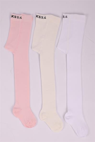 طقم جوارب طويلة قطنية للفتيات مكون من 3 قطع ASORTİ