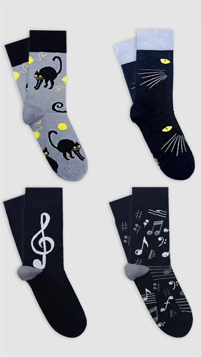4 UNISEX PATTERNED COTTON SEAMLESS ANKLE SOCKS GRAY BLACK