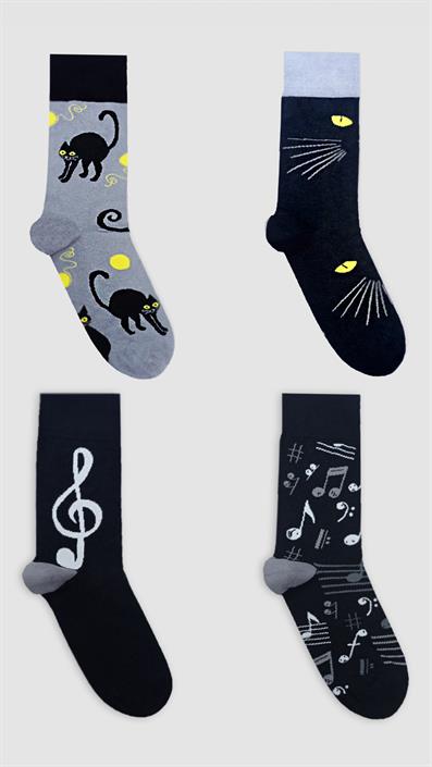 4 UNISEX PATTERNED COTTON SEAMLESS ANKLE SOCKS GRAY BLACK