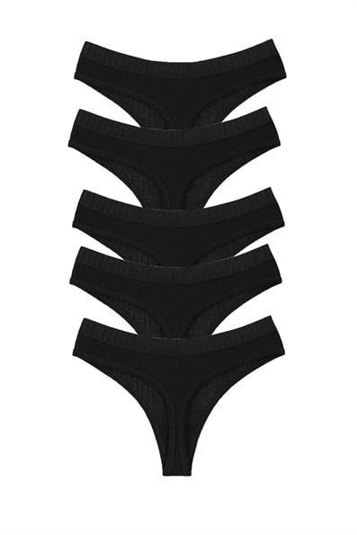 5'li Paket  Pamuk Tanga SİYAH