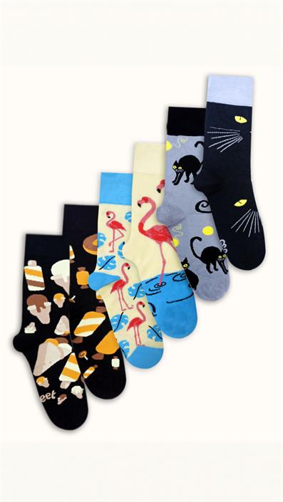 6 UNISEX PATTERNED COTTON SEAMLESS ANKLE SOCKS BLACK GRAY YELLOW BLUE