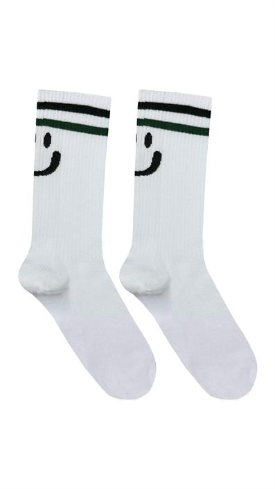 Set of 6 Smiley Patterned Striped Tennis Socks ASORTI