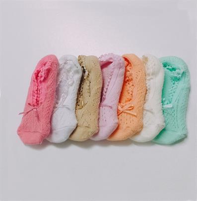 7-PACK WOMENS BALLERINA SOCKS ECRU-LIGHT BROWN-WATER GREEN-PINK-SALMON-WHITE-POWDER