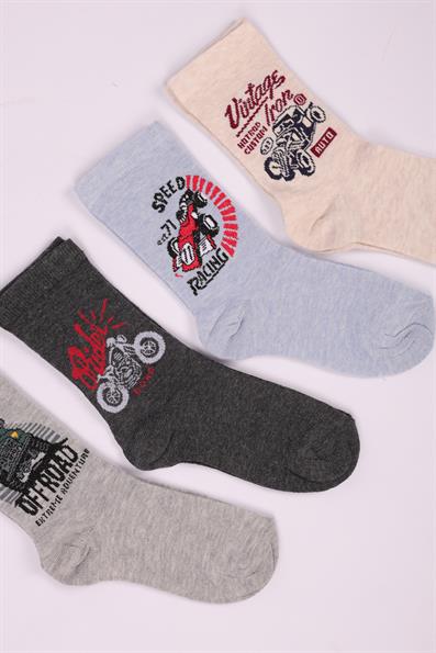 مجموعة منقوشة للسيارة مكونة من 4 جوارب للأولاد منقوشة ASORTI