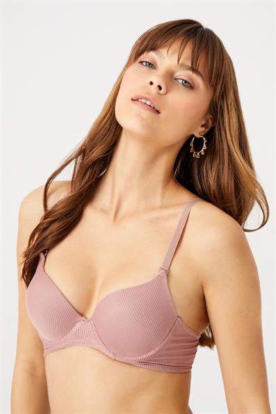 ARIA VERTICAL STRIPE PATTERNED BRA SET POWDER