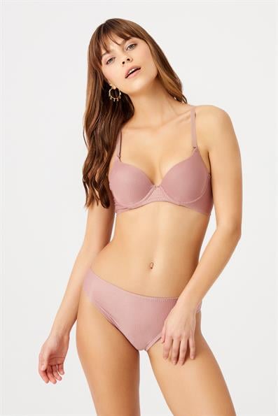 ARIA VERTICAL STRIPE PATTERNED BRA SET POWDER