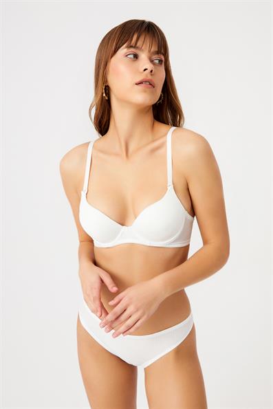ARIA VERTICAL STRIPE BRA ECRU