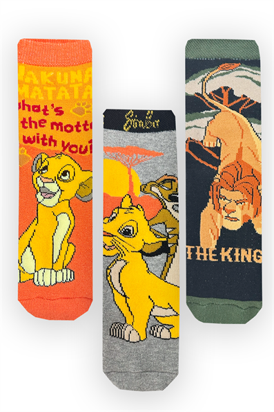 مجموعة جوارب من 3 قطع من منشفة Lion King Six المضادة للانزلاق ASORTI