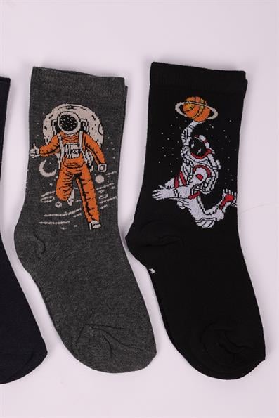 مجموعة من 4 جوارب للأولاد منقوشة لرائد الفضاء ASORTI