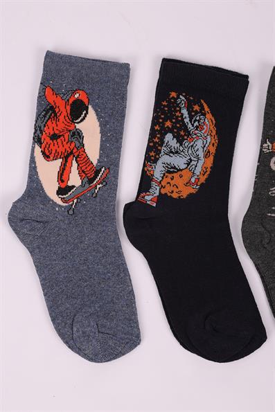 مجموعة من 4 جوارب للأولاد منقوشة لرائد الفضاء ASORTI