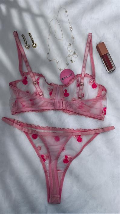 Underwire Floral Embroidered Bra Set PUDRA