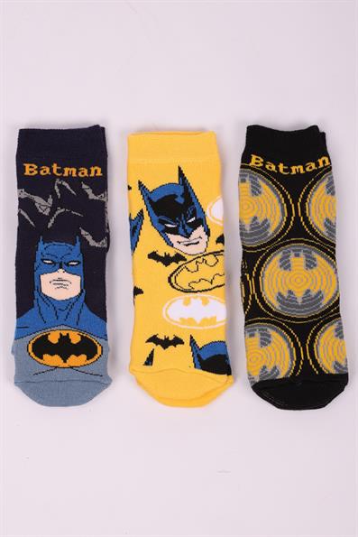 طقم جوارب باتمان منقوشة مضادة للانزلاق باللون الأصفر والأزرق الداكن