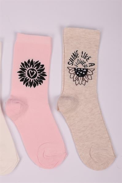 طقم من 4 جوارب بناتي منقوشة بالزهور ASORTI