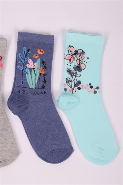 طقم جوارب بناتي منقوش بالزهور مكون من 4 قطع ASORTI
