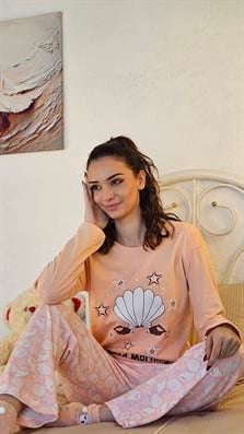DENİZ KABUĞU DESENLİ PİJAMA TAKIMI SOMON